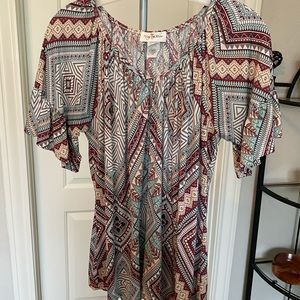 ZigZag Stripe Bell Sleeve Top Size L